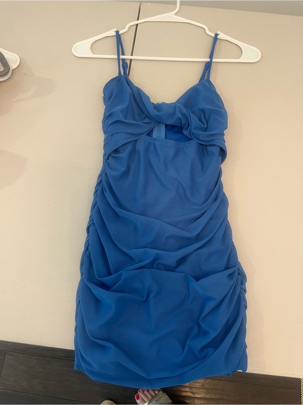 Hello Molly Cobalt Blue Ruched Spaghetti Strap Dress